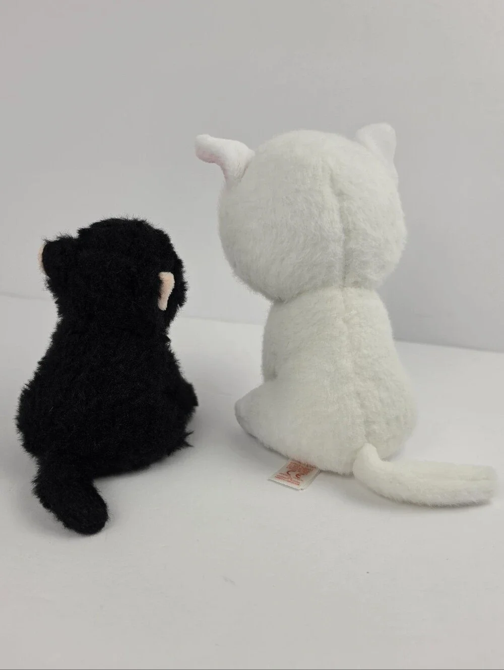 Cute Plush Cat Kitten Toy Set Black & White Stuffed Animals Soft Kawaii